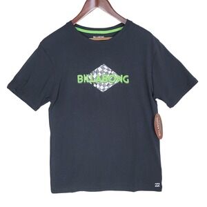 Billabong T-Shirt Men's Medium Black NWT Loungewear Big Logo Graphic Tee ML455BB